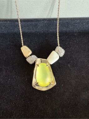 Alexis Bittar Neon Bright Yellow Necklace Diamond Dust Gold and GORGEOUS!
